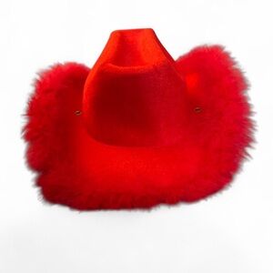Vibrant Red Fur-Trimmed Hat